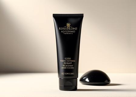 Flacon de Crème Mains & Ongles à l'Onyx Noir sur un fond élégant