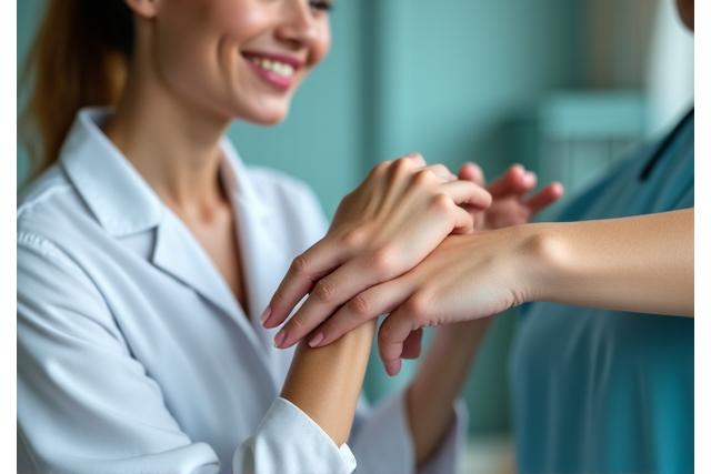 Dermatologue examinant la peau d'une personne